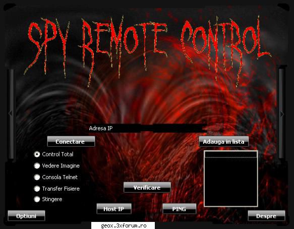 Spy Remote Control - parola conectare: cosmynno1 Code: cosmynno1 dupa - hacker zone